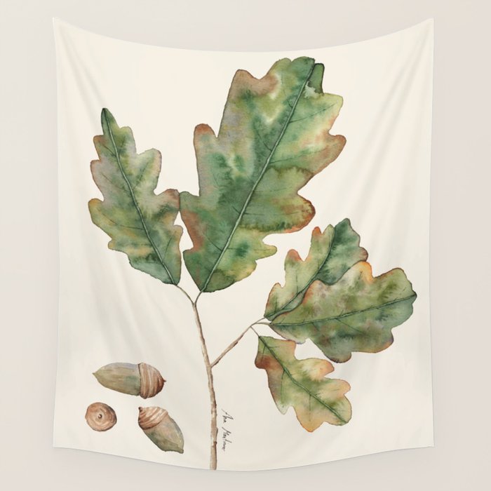 Oak tree  green leaves  Wall Tapestry Gallery Image 4
