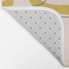 Retro Loops and Dots Midcentury Modern Pattern in Pale Blush Pink, Light Mustard, and Navy Blue Bath Mat Gallery Image 2