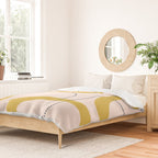 Retro Loops and Dots Midcentury Modern Pattern in Pale Blush Pink, Light Mustard, and Navy Blue Duvet Cover Gallery Image 2