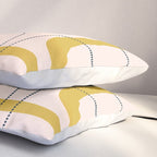 Retro Loops and Dots Midcentury Modern Pattern in Pale Blush Pink, Light Mustard, and Navy Blue Pillow Sham Gallery Image 3