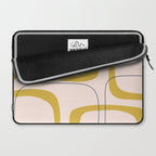 Retro Loops and Dots Midcentury Modern Pattern in Pale Blush Pink, Light Mustard, and Navy Blue Laptop Sleeve Gallery Image 2