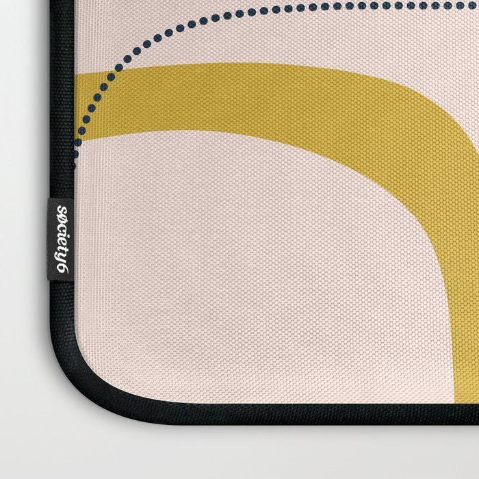 Retro Loops and Dots Midcentury Modern Pattern in Pale Blush Pink, Light Mustard, and Navy Blue Laptop Sleeve Gallery Image 3