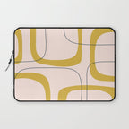 Retro Loops and Dots Midcentury Modern Pattern in Pale Blush Pink, Light Mustard, and Navy Blue Laptop Sleeve Gallery Image 1