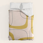 Retro Loops and Dots Midcentury Modern Pattern in Pale Blush Pink, Light Mustard, and Navy Blue Duvet Cover Gallery Image 6