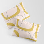 Retro Loops and Dots Midcentury Modern Pattern in Pale Blush Pink, Light Mustard, and Navy Blue Pillow Sham Gallery Image 3
