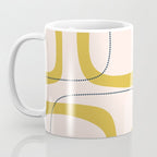 Retro Loops and Dots Midcentury Modern Pattern in Pale Blush Pink, Light Mustard, and Navy Blue Coffee Mug Gallery Image 3