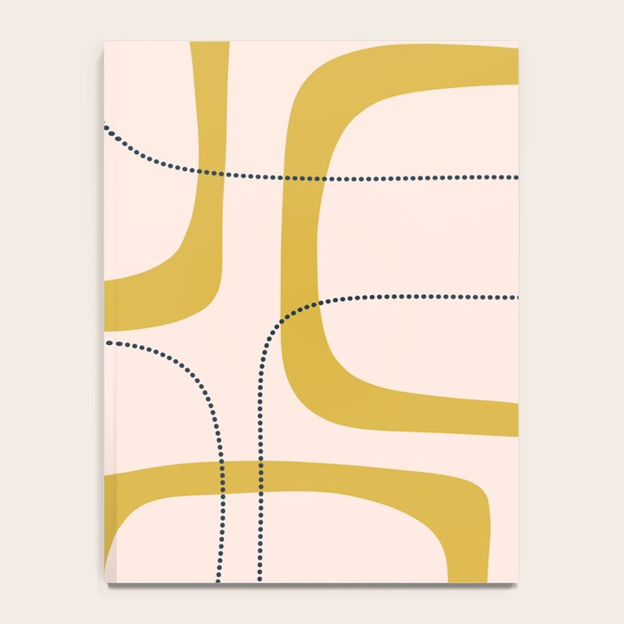 Retro Loops and Dots Midcentury Modern Pattern in Pale Blush Pink, Light Mustard, and Navy Blue Notebook Gallery Image 4