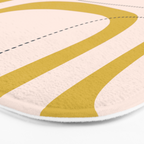Retro Loops and Dots Midcentury Modern Pattern in Pale Blush Pink, Light Mustard, and Navy Blue Bath Mat Gallery Image 3
