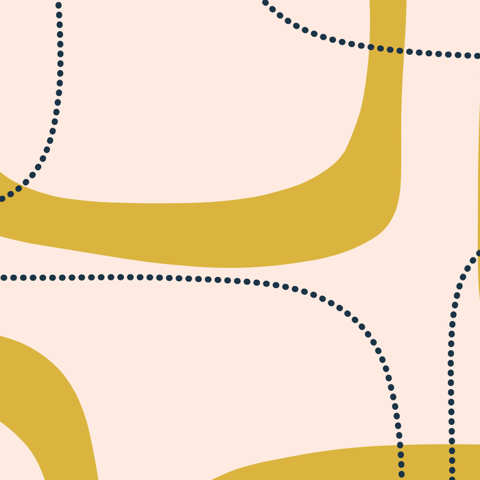 Retro Loops and Dots Midcentury Modern Pattern in Pale Blush Pink, Light Mustard, and Navy Blue Coffee Mug Gallery Image 2