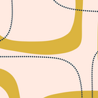 Retro Loops and Dots Midcentury Modern Pattern in Pale Blush Pink, Light Mustard, and Navy Blue Coffee Mug Gallery Image 2