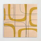 Retro Loops and Dots Midcentury Modern Pattern in Pale Blush Pink, Light Mustard, and Navy Blue Wood Wall Art Gallery Image 1