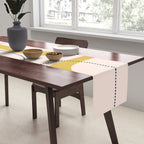 Retro Loops and Dots Midcentury Modern Pattern in Pale Blush Pink, Light Mustard, and Navy Blue Table Runner Gallery Image 2