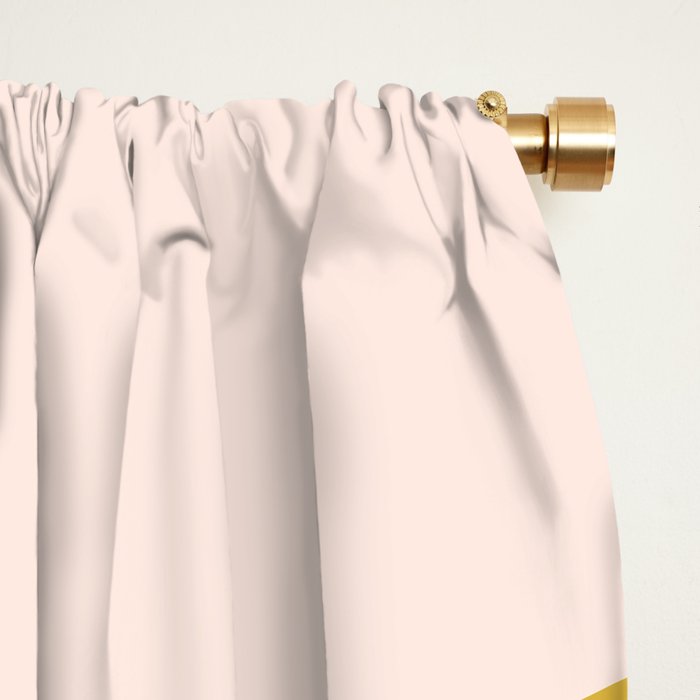 Retro Loops and Dots Midcentury Modern Pattern in Pale Blush Pink, Light Mustard, and Navy Blue Window Curtain Gallery Image 2