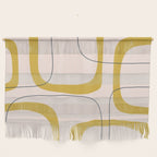 Retro Loops and Dots Midcentury Modern Pattern in Pale Blush Pink, Light Mustard, and Navy Blue Wall Hanging Gallery Image 1