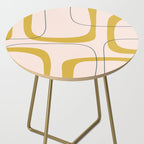 Retro Loops and Dots Midcentury Modern Pattern in Pale Blush Pink, Light Mustard, and Navy Blue Side Table Gallery Image 2