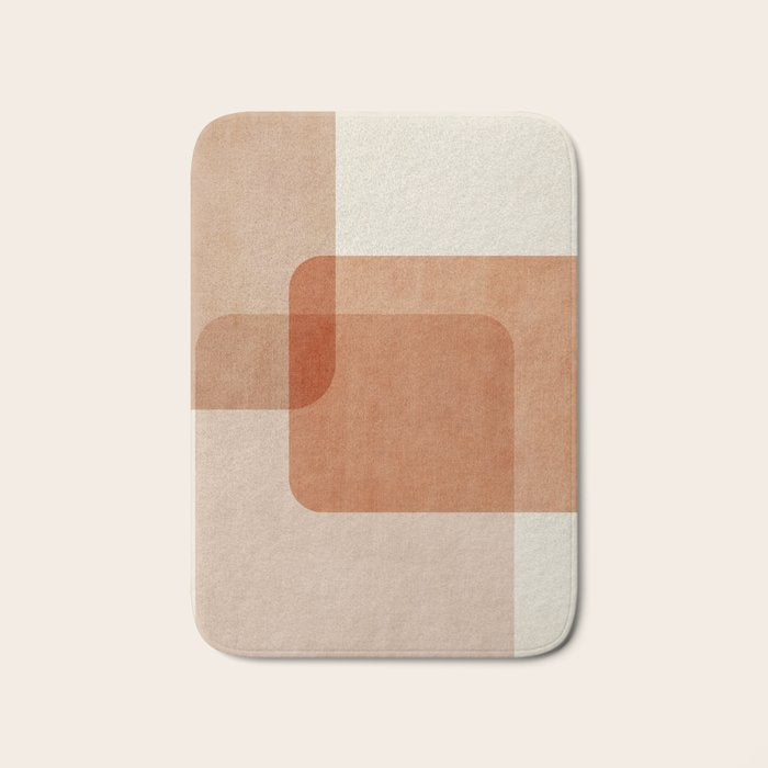 Terracotta Geometric Modern Minimalist Artwork Bath Mat Gallery Image 1