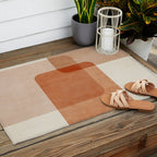 Terracotta Geometric Modern Minimalist Artwork Outdoor Rug Gallery Image 2