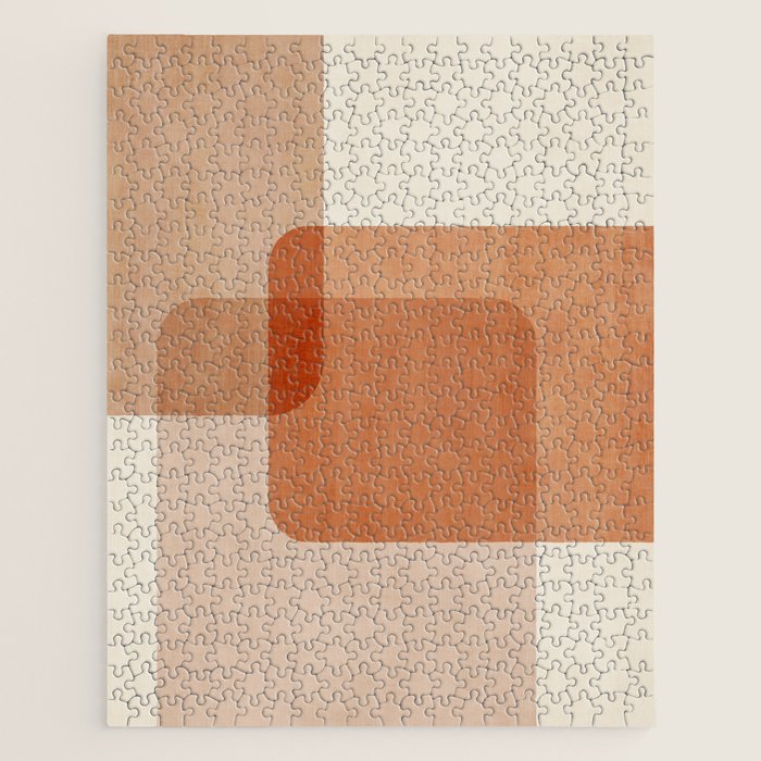 Terracotta Geometric Modern Minimalist Artwork Jigsaw Puzzle Gallery Image 1