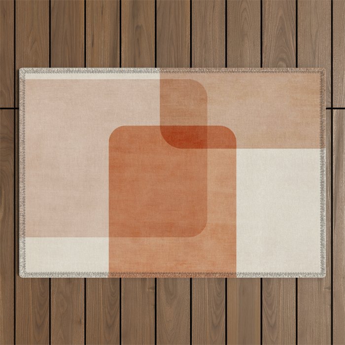 Terracotta Geometric Modern Minimalist Artwork Outdoor Rug Gallery Image 1