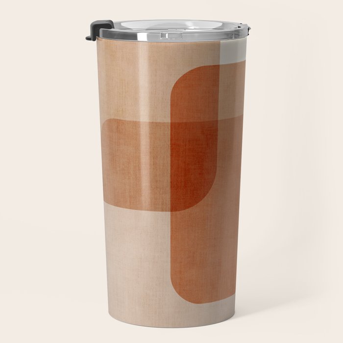 Terracotta Geometric Modern Minimalist Artwork Travel Mug Gallery Image 3