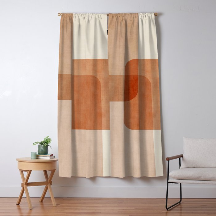 Terracotta Geometric Modern Minimalist Artwork Window Curtain Gallery Image 5