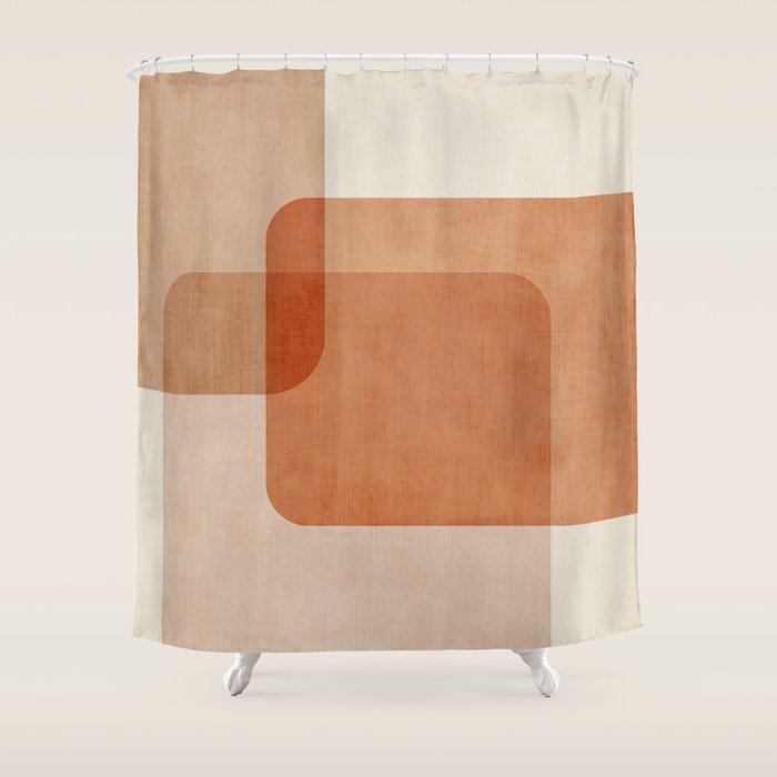 Terracotta Geometric Modern Minimalist Artwork Shower Curtain Gallery Image 1