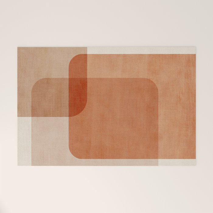 Terracotta Geometric Modern Minimalist Artwork Welcome Mat Gallery Image 1