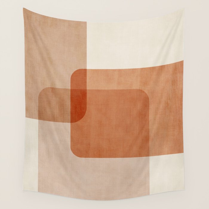 Terracotta Geometric Modern Minimalist Artwork Wall Tapestry Gallery Image 4