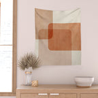Terracotta Geometric Modern Minimalist Artwork Wall Tapestry Gallery Image 2