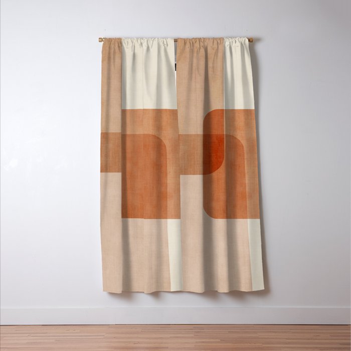 Terracotta Geometric Modern Minimalist Artwork Window Curtain Gallery Image 3