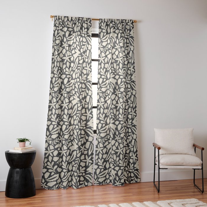 Folk Art Bunnies - black and cream Window Curtain Gallery Image 10