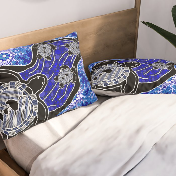 Authentic Aboriginal Art - Baby Sea Turtles Pillow Sham Gallery Image 2