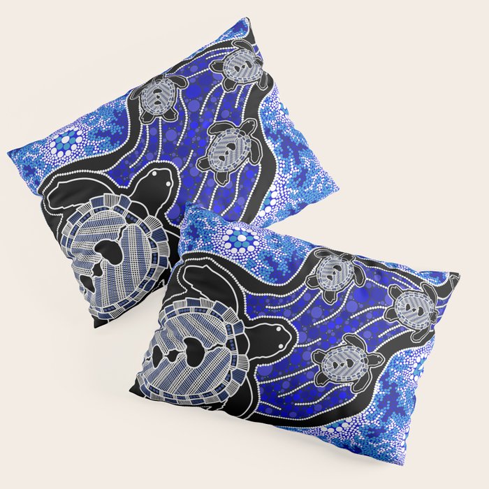Authentic Aboriginal Art - Baby Sea Turtles Pillow Sham Gallery Image 1
