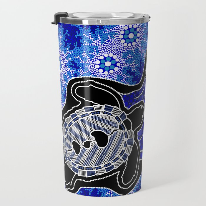 Authentic Aboriginal Art - Baby Sea Turtles Travel Mug Gallery Image 3