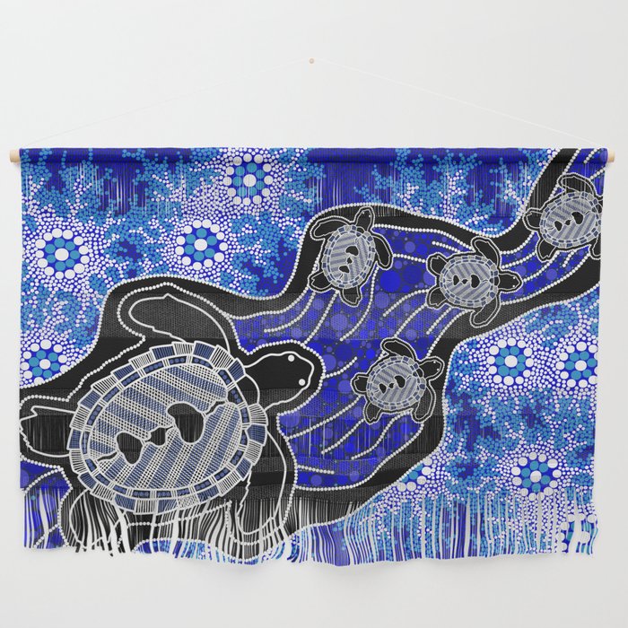 Authentic Aboriginal Art - Baby Sea Turtles Wall Hanging Gallery Image 1