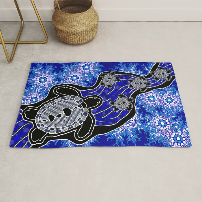 Authentic Aboriginal Art - Baby Sea Turtles Rug Gallery Image 1