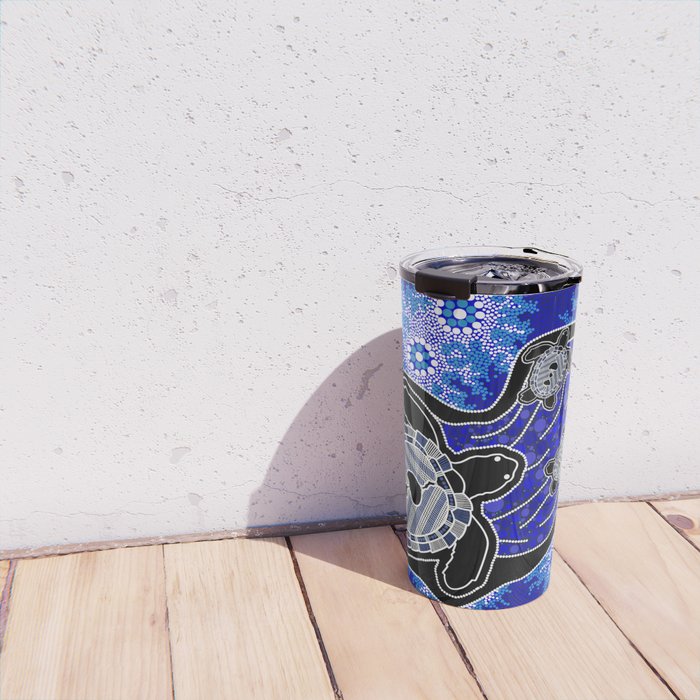 Authentic Aboriginal Art - Baby Sea Turtles Travel Mug Gallery Image 4