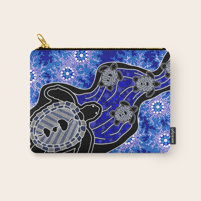 Authentic Aboriginal Art - Baby Sea Turtles Carry All Pouch Gallery Image 1