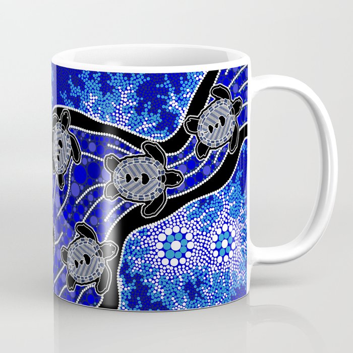 Authentic Aboriginal Art - Baby Sea Turtles Coffee Mug Gallery Image 1