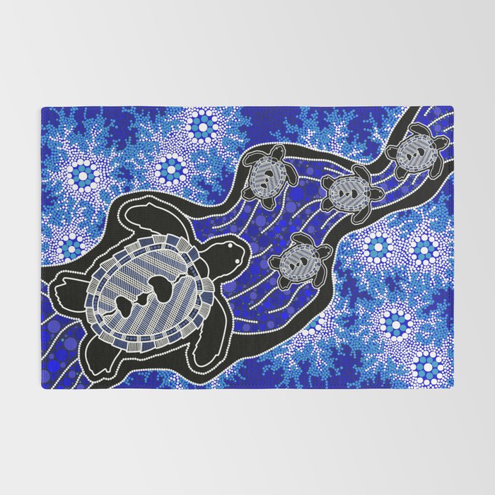 Authentic Aboriginal Art - Baby Sea Turtles Rug Gallery Image 2