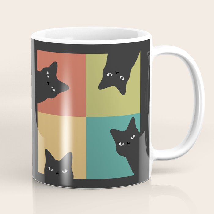 Black Cat Peeking 2x2 Coffee Mug Gallery Image 1