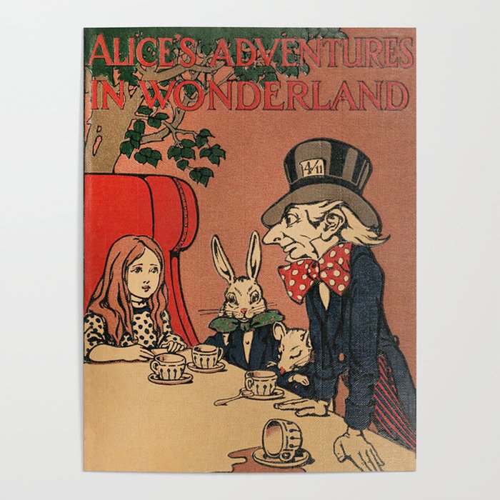 Vintage Alice's Adventures in Wonderland Book Cover Poster Gallery Image 1