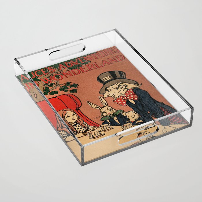Vintage Alice's Adventures in Wonderland Book Cover Acrylic Tray Gallery Image 1