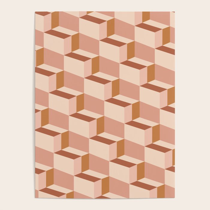 Cuboid Geometric Abstract Shapes Pattern IX Poster Gallery Image 4