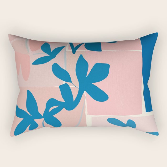 Pink Blue leaves composition Rectangular Pillow Gallery Image 2
