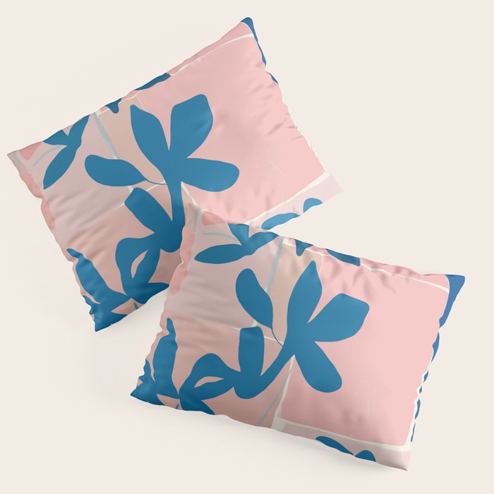 Pink Blue leaves composition Pillow Sham Gallery Image 3