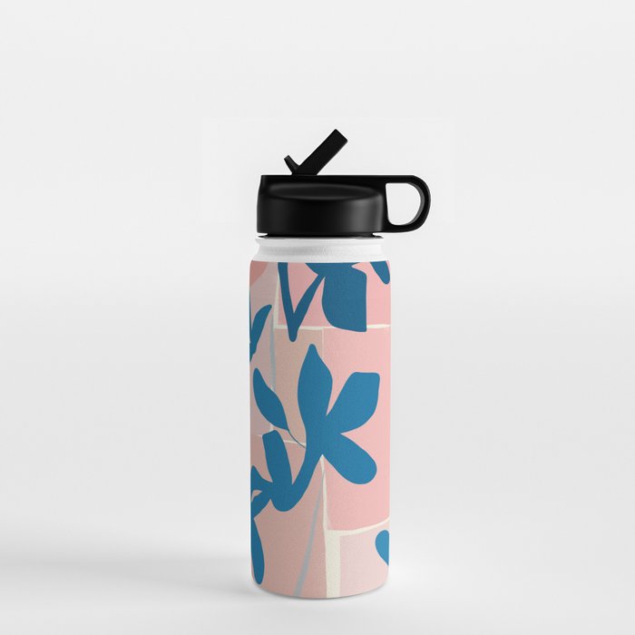 Pink Blue leaves composition Water Bottle Gallery Image 1