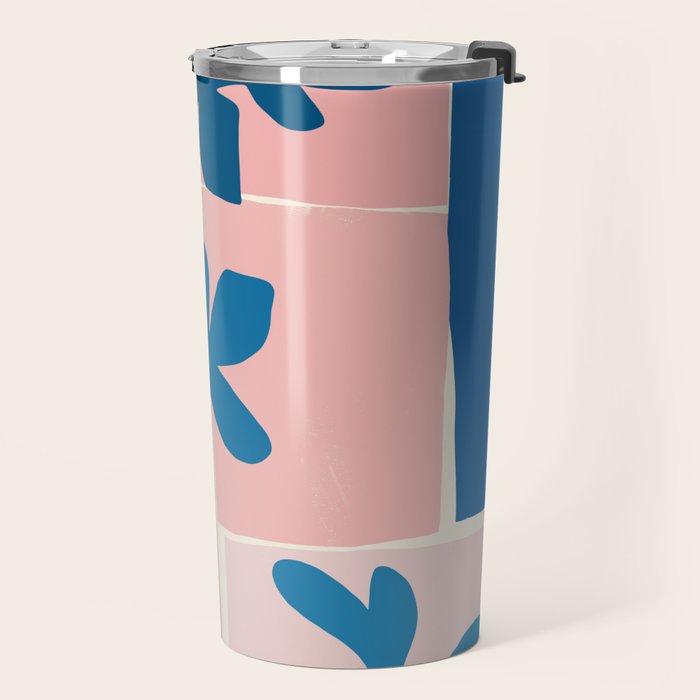 Pink Blue leaves composition Travel Mug Gallery Image 2