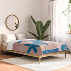 Pink Blue leaves composition Comforter Gallery Image 2