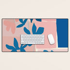 Pink Blue leaves composition Desk Mat Gallery Image 1